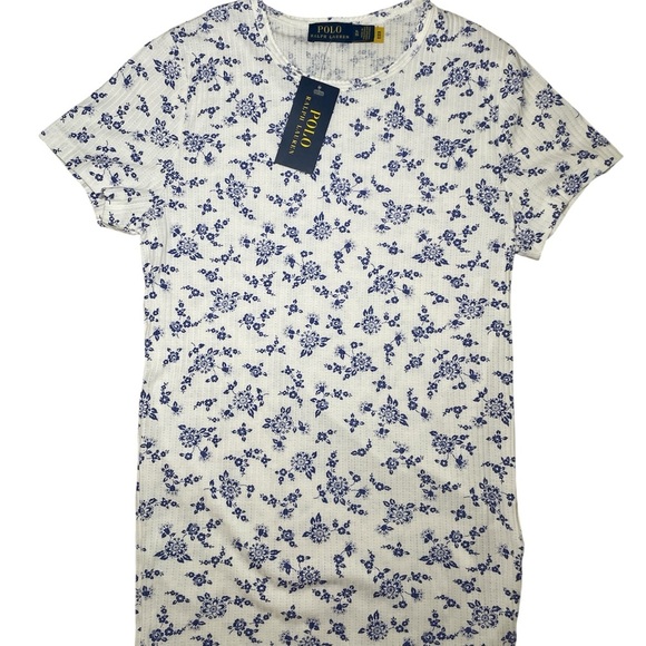 Polo by Ralph Lauren White and Blue Floral Kids Tee sz XL - Picture 1 of 4